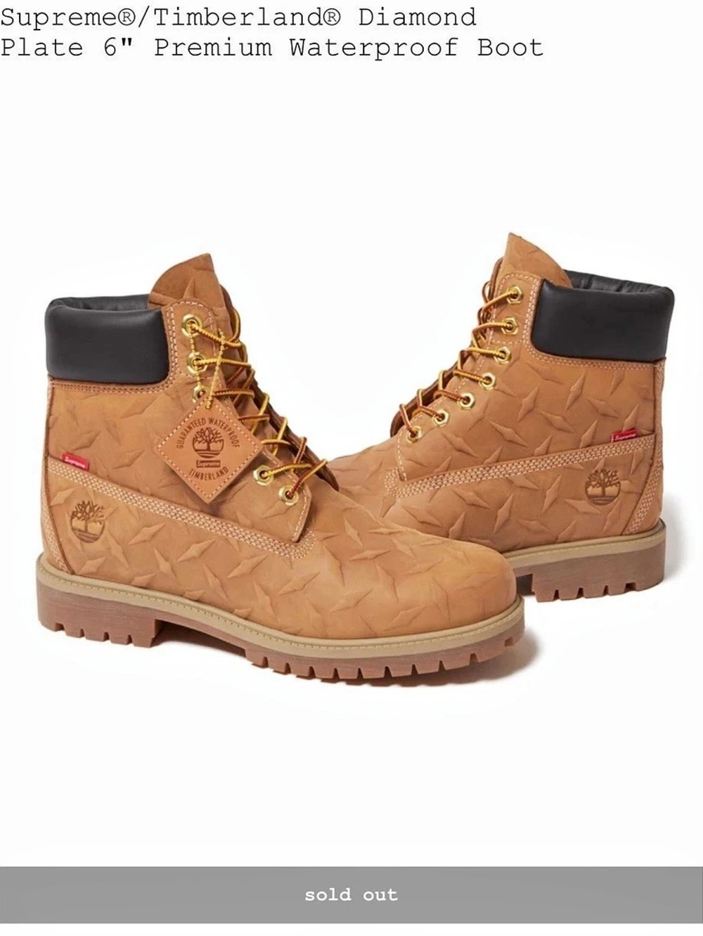 Supreme Timberland x Supreme Diamond Plate 6" Premium Waterproof Boot Diamond